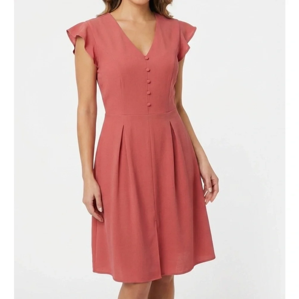 NEW Monteau cap sleeve Midi Dress MAUVE SMALL - Picture 1 of 6